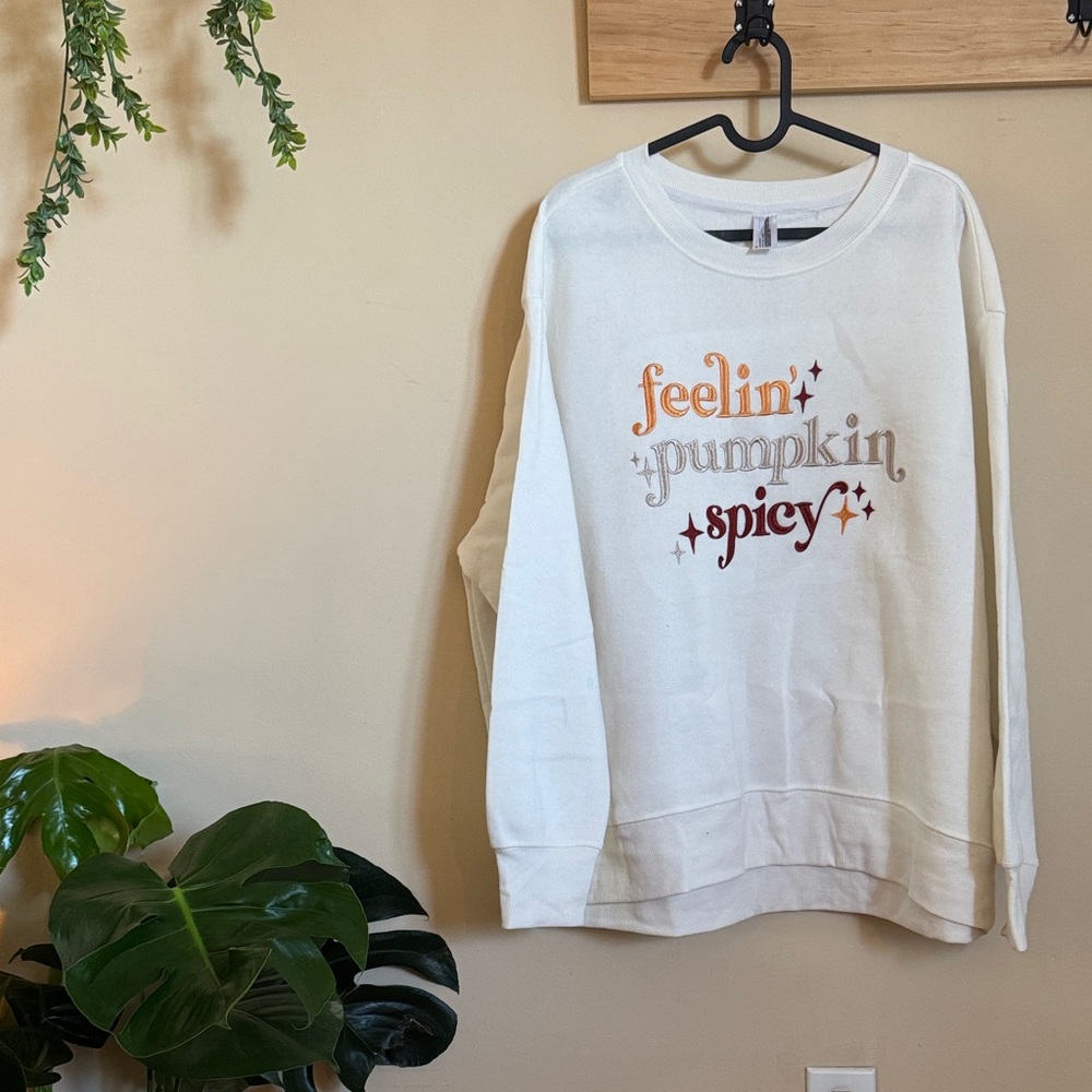 Source Unknown Cream Sweater with Colorful Text